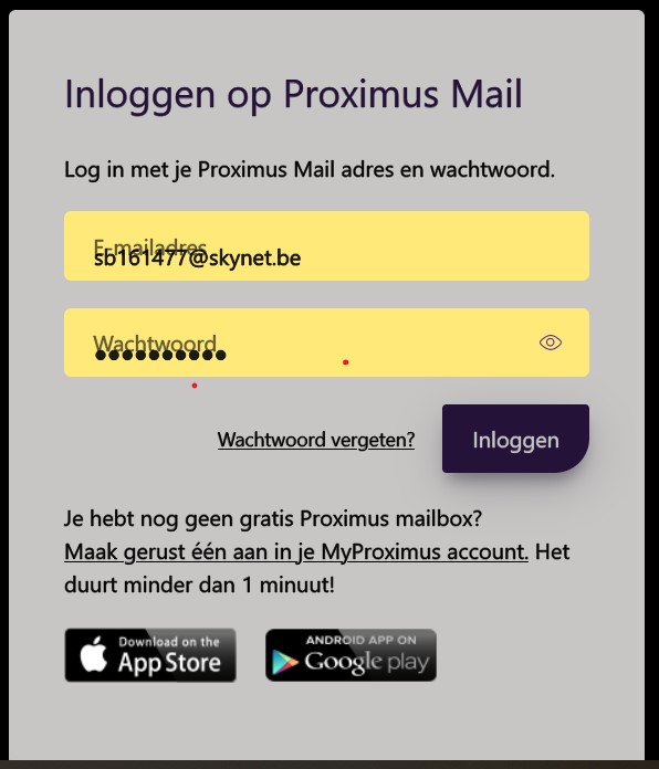 webmail proximus login