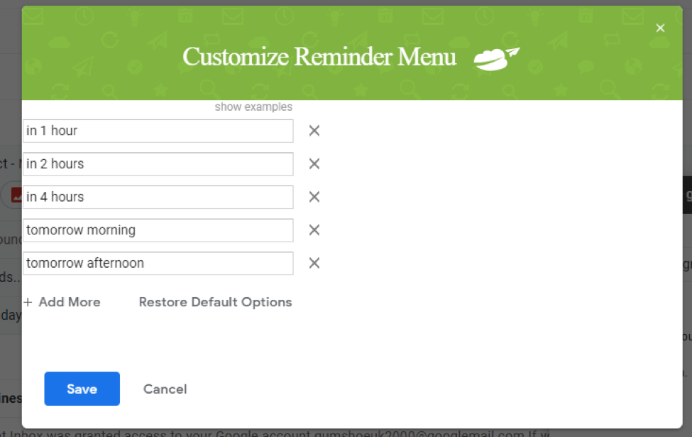 reminder e mail